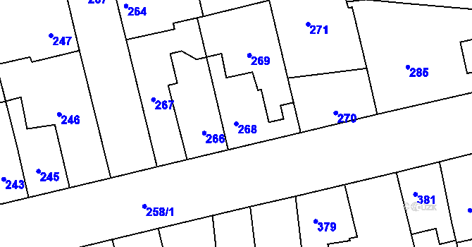 Parcela st. 268 v KÚ Hřebeč, Katastrální mapa