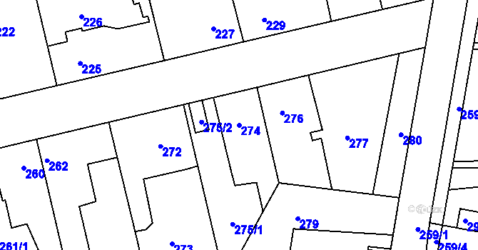 Parcela st. 274 v KÚ Hřebeč, Katastrální mapa