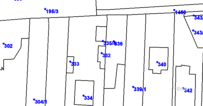 Parcela st. 332 v KÚ Hřebeč, Katastrální mapa