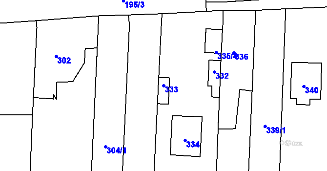 Parcela st. 333 v KÚ Hřebeč, Katastrální mapa