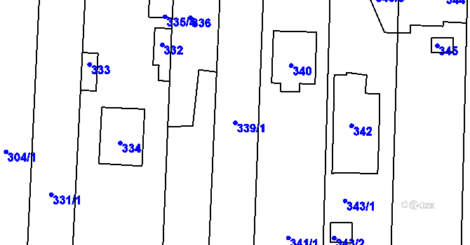 Parcela st. 339/1 v KÚ Hřebeč, Katastrální mapa