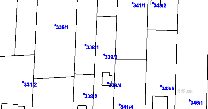 Parcela st. 339/3 v KÚ Hřebeč, Katastrální mapa
