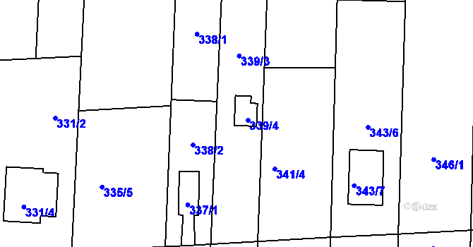 Parcela st. 339/4 v KÚ Hřebeč, Katastrální mapa