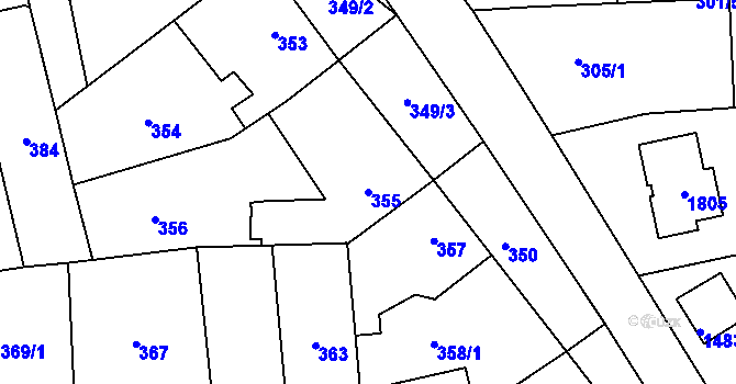 Parcela st. 355 v KÚ Hřebeč, Katastrální mapa