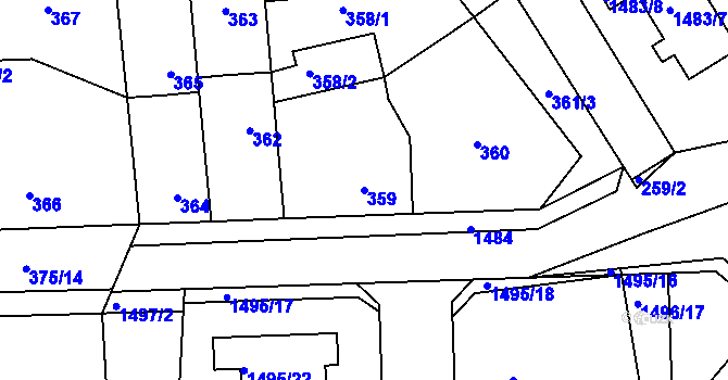 Parcela st. 359 v KÚ Hřebeč, Katastrální mapa