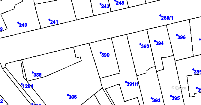 Parcela st. 390 v KÚ Hřebeč, Katastrální mapa