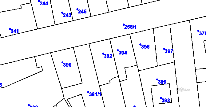 Parcela st. 392 v KÚ Hřebeč, Katastrální mapa