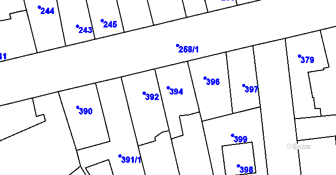 Parcela st. 394 v KÚ Hřebeč, Katastrální mapa