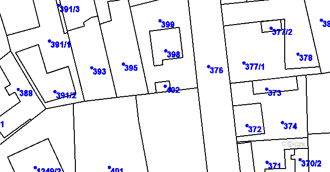 Parcela st. 402 v KÚ Hřebeč, Katastrální mapa