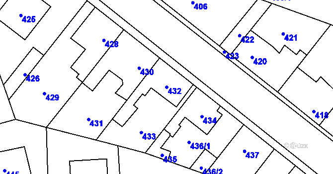 Parcela st. 432 v KÚ Hřebeč, Katastrální mapa