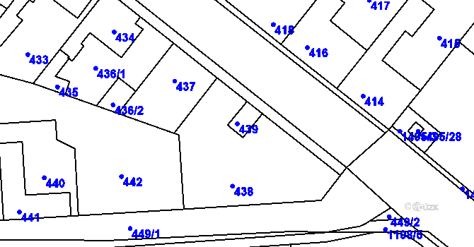 Parcela st. 439 v KÚ Hřebeč, Katastrální mapa