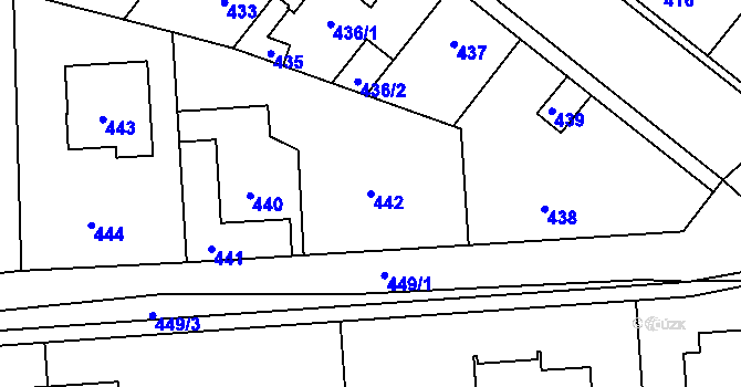 Parcela st. 442 v KÚ Hřebeč, Katastrální mapa