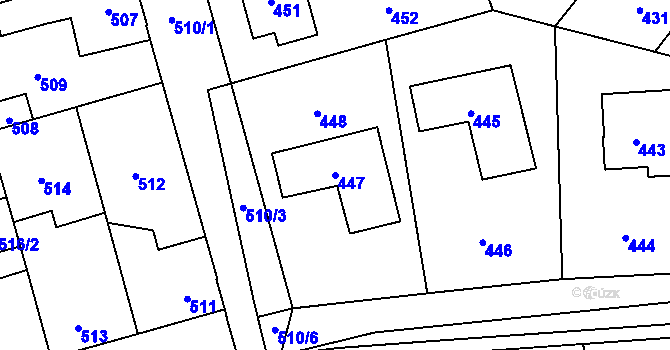 Parcela st. 447 v KÚ Hřebeč, Katastrální mapa