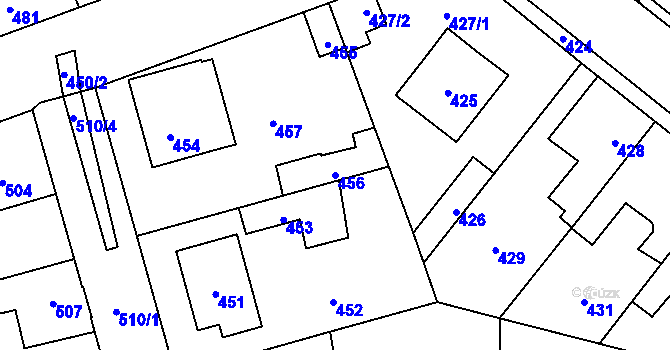 Parcela st. 456 v KÚ Hřebeč, Katastrální mapa