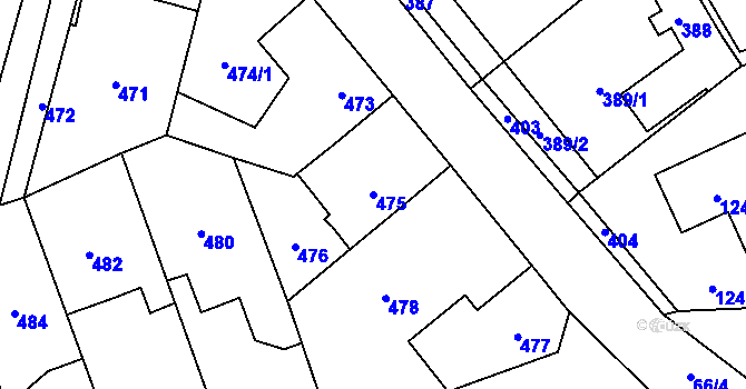 Parcela st. 475 v KÚ Hřebeč, Katastrální mapa