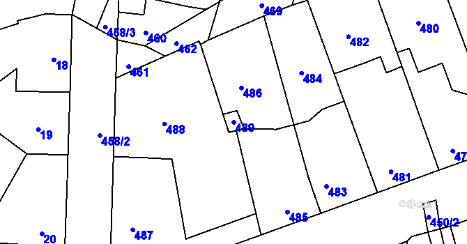 Parcela st. 489 v KÚ Hřebeč, Katastrální mapa