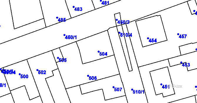 Parcela st. 504 v KÚ Hřebeč, Katastrální mapa