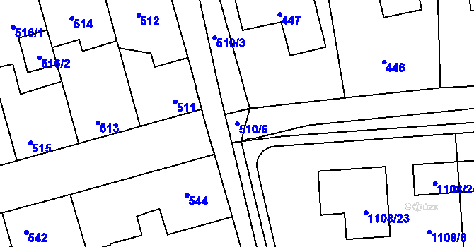 Parcela st. 510/6 v KÚ Hřebeč, Katastrální mapa