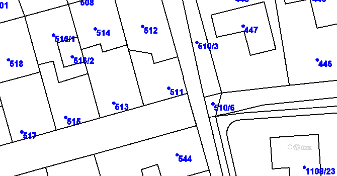 Parcela st. 511 v KÚ Hřebeč, Katastrální mapa