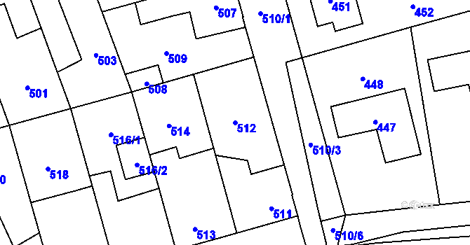 Parcela st. 512 v KÚ Hřebeč, Katastrální mapa