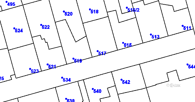 Parcela st. 517 v KÚ Hřebeč, Katastrální mapa