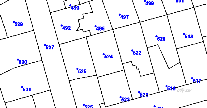 Parcela st. 524 v KÚ Hřebeč, Katastrální mapa