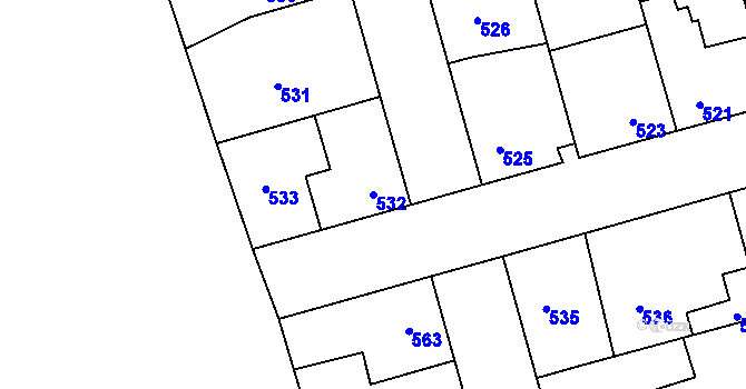 Parcela st. 532 v KÚ Hřebeč, Katastrální mapa