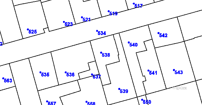 Parcela st. 538 v KÚ Hřebeč, Katastrální mapa