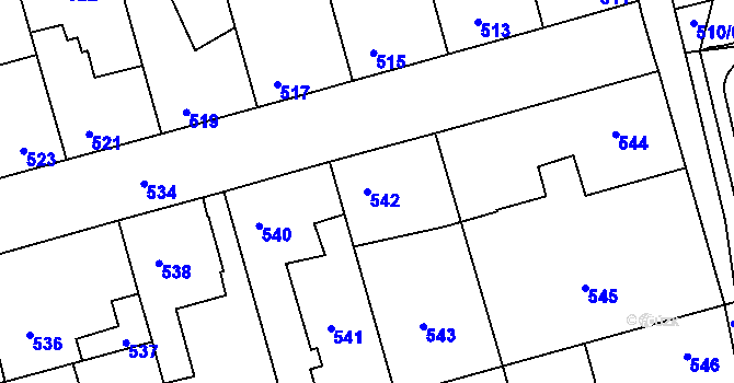 Parcela st. 542 v KÚ Hřebeč, Katastrální mapa