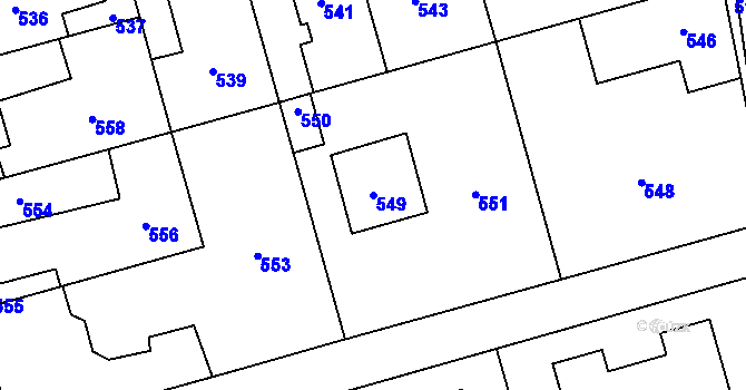 Parcela st. 549 v KÚ Hřebeč, Katastrální mapa