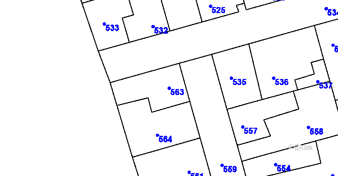 Parcela st. 563 v KÚ Hřebeč, Katastrální mapa