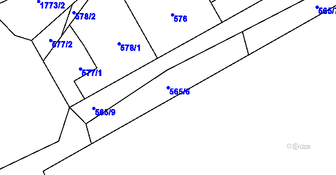 Parcela st. 565/6 v KÚ Hřebeč, Katastrální mapa