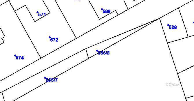 Parcela st. 565/8 v KÚ Hřebeč, Katastrální mapa