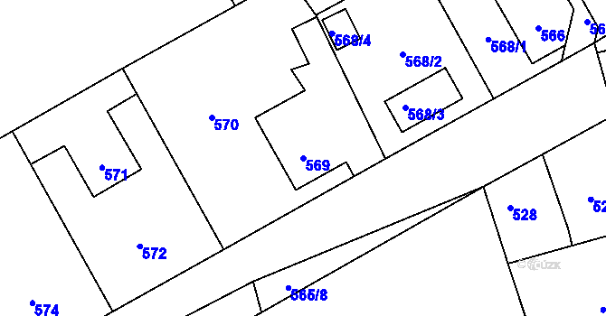 Parcela st. 569 v KÚ Hřebeč, Katastrální mapa