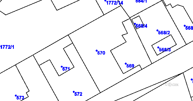 Parcela st. 570 v KÚ Hřebeč, Katastrální mapa
