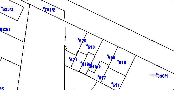 Parcela st. 618 v KÚ Hřebeč, Katastrální mapa