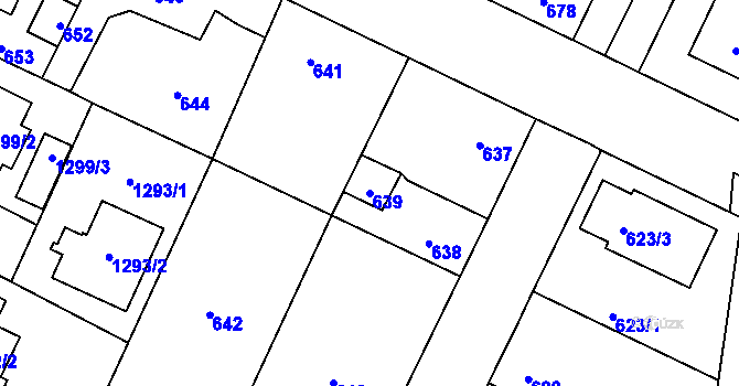 Parcela st. 639 v KÚ Hřebeč, Katastrální mapa