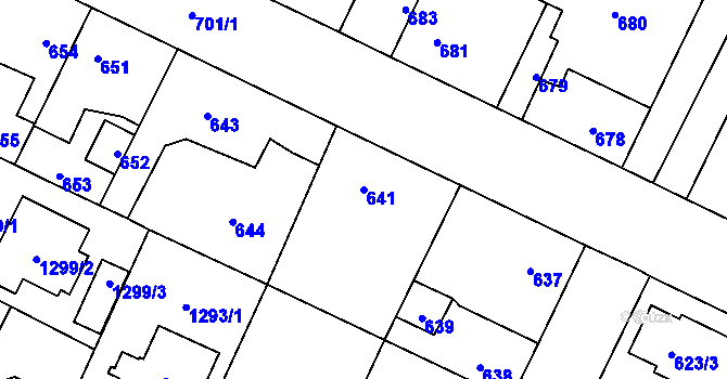 Parcela st. 641 v KÚ Hřebeč, Katastrální mapa