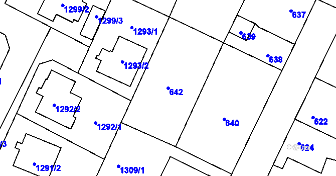 Parcela st. 642 v KÚ Hřebeč, Katastrální mapa