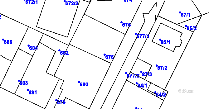 Parcela st. 676 v KÚ Hřebeč, Katastrální mapa