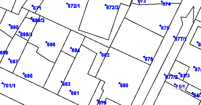 Parcela st. 682 v KÚ Hřebeč, Katastrální mapa