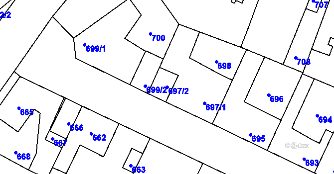Parcela st. 697/2 v KÚ Hřebeč, Katastrální mapa