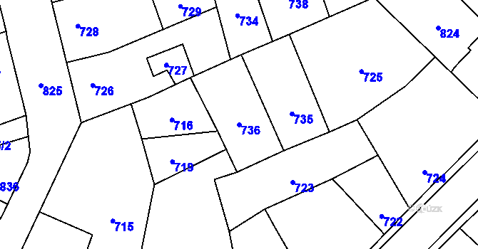Parcela st. 736 v KÚ Hřebeč, Katastrální mapa