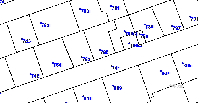 Parcela st. 785 v KÚ Hřebeč, Katastrální mapa