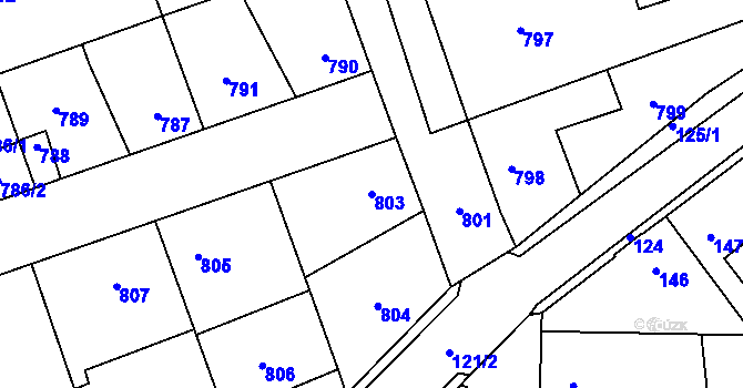 Parcela st. 803 v KÚ Hřebeč, Katastrální mapa
