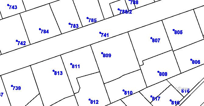 Parcela st. 809 v KÚ Hřebeč, Katastrální mapa