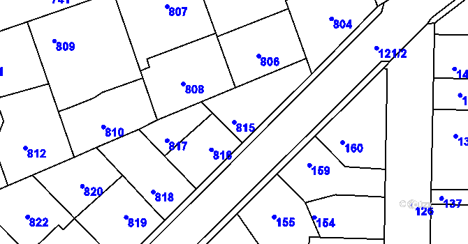 Parcela st. 815 v KÚ Hřebeč, Katastrální mapa
