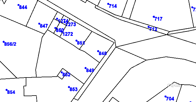 Parcela st. 848 v KÚ Hřebeč, Katastrální mapa
