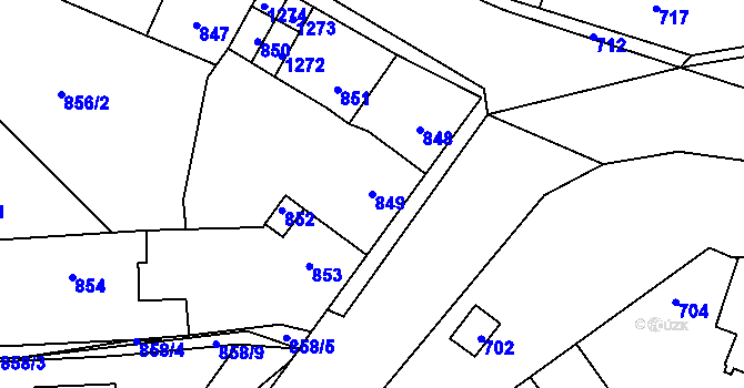 Parcela st. 849 v KÚ Hřebeč, Katastrální mapa