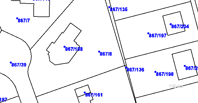 Parcela st. 867/8 v KÚ Hřebeč, Katastrální mapa